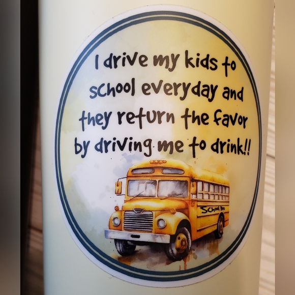 20 oz. Off-White Stainless Steel Double Wall Tumbler with Bus Driver Decal NWT - Picture 6 of 7